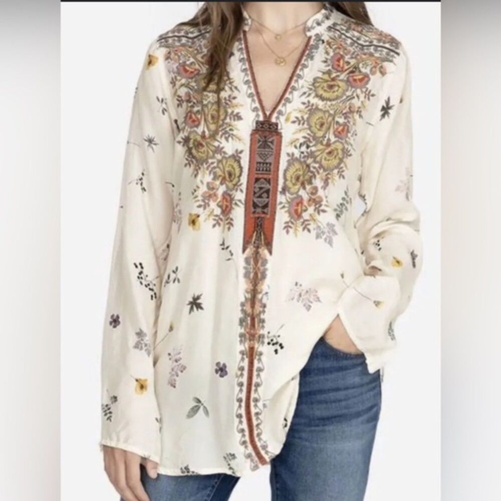 NEW Johnny Was Women Bania Ivory Cupra Embroidered Tunic Blouse Top - Picture 4 of 4